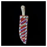 Bone Handle Knife in Handbeaded Native American