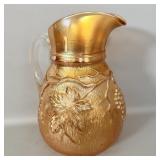 Dugan Vineyard Marigold Carnival Glass Pitcher
