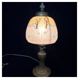 Art Nouveau Handpainted Frosted Glass Table Lamp >