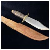 WWII FIghting Knife w/ Leather Sheath