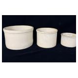 3 nesting antique stoneware crocks Has hairline