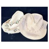 (2) his & hers vintage straw cowboy hats