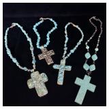 Faux Turquoise religious cross necklaces