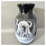 Navajo Clay Pottery Vase signed P. Blue 6'