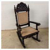 Antique Victorian carved wood upholstered r