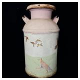 Find handpainted antique cream can fox chasing