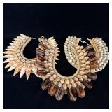 (3) large bib seashell necklaces