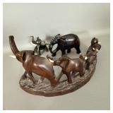 African Hand Carved Ironwood 'Elephant Bridge', >