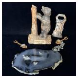 Polished Agate Slab w/ Pewter Ducks, Pewter Gold >