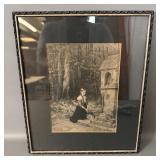 Antique Etching on Paper Hubert Salentin Prayer >