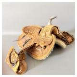 Handmade Tooled Leather Mini Saddle