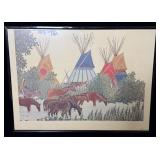 Framed Print 'Lone Bulls Horse Raid' by Paul Goble