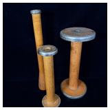 (3) Antique Wooden Textile Spools