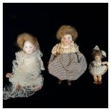 Antique German bisque and celluloid dolls