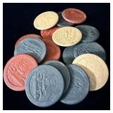 Circa 1890-1910 clay dogs playing poker chips