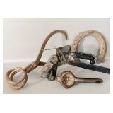 Antique Door Latch, Ice Tongs and Horseshoes