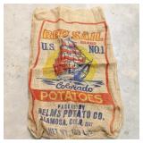 Vintage Red Sail Potato Jute Bag Alamosa CO