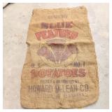 Vintage Blue Feather Potato Jute Bag Scottsbluff >