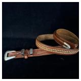 Vintage Tony Lama Horse Hair Leather Belt