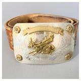 Nickel Silver 2 Toned Western Belt Buckle on >