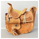 Hand Tooled Leather Mexican Saddle Purse
