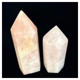 (2) large pink quartz crystals