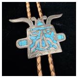 Custom-made signed sterling silver turquoise