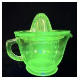 Antique Uranium Glass Hazel Atlas 2 Cup Measuring