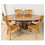 Antique solid oak clawfoot dining room table w