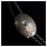 Vintage silver and turquoise stone bolo necktie