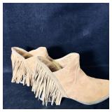 Brown Suede Fringe Booties sz 8