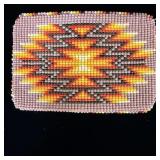 Beaded leather Native American belt buckle