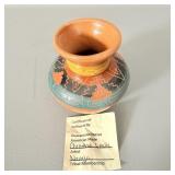 Navajo Pottery signed Vase Christine Lewis w/COA>
