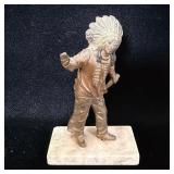 Bronze on Marble Indian Chief Figurine 5'