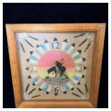 Vintage Navajo Sand Art Turquoise End of the >