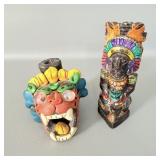 Carved Native American Indian Totem & Leopard>