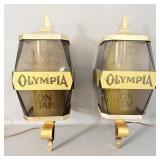 1970's Olympia Beer on Tap Lighted Wall Sconces