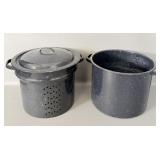 Vintage Granite Ware Black Speckled Blancher &>