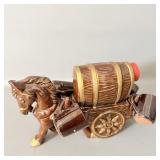 Handpainted Redware Horse & Wagon Liquor Decanter