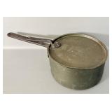 Antique French Copper Saucepan w/ Flat Lid iron