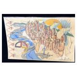 Native American Lakota Pencil Color Drawing on >