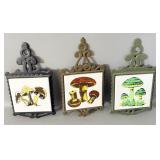 3 vintage mushroom cast-iron Trivets