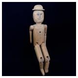 Vintage Wooden Folk Art Articulated Jiggly Man >