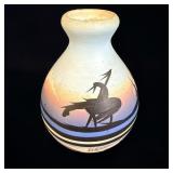 Navajo Potty Handpainted Vase 4.5' signed DJ