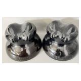 (2) Olive Amber Lowex Glass Insulators