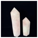 2 large pink quartz crystals