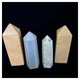 Angelite crystal howlite stone tower & 2 apricot