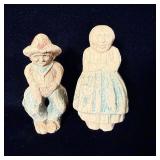 Antique carved folk art old man and woman