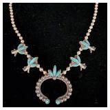 Vintage Navajo nickel silver turquoise squash
