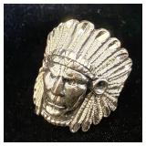 Sterling Silver Mens Indian Chief Ring sz. 10.5